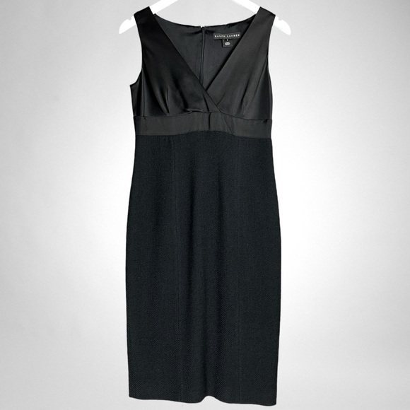 Ralph Lauren Black Label Satin Tweed Sheath Dress - Picture 1 of 9